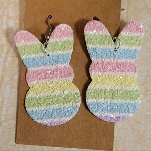 Pleather Bunny Easter Dangle Earrings
